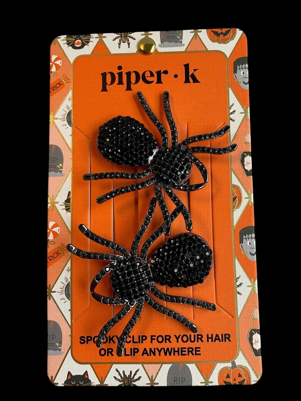 Piper K Black Sequin Spider Hair Clips